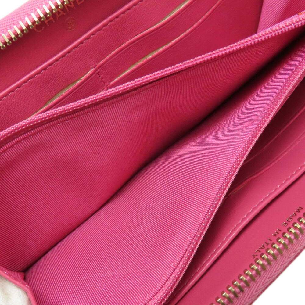 CHANEL Authentic Pink Lambskin Leather Logo Wallet - Picture 5 of 11